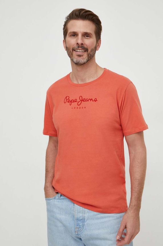 Pepe Jeans pamut póló Eggo narancssárga PM508208