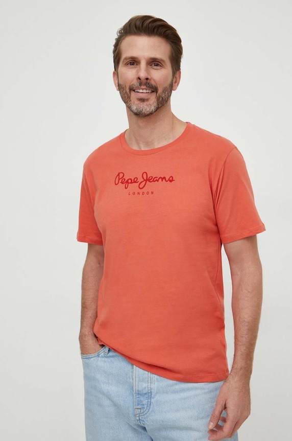 Pepe Jeans pamut póló Eggo narancssárga PM508208