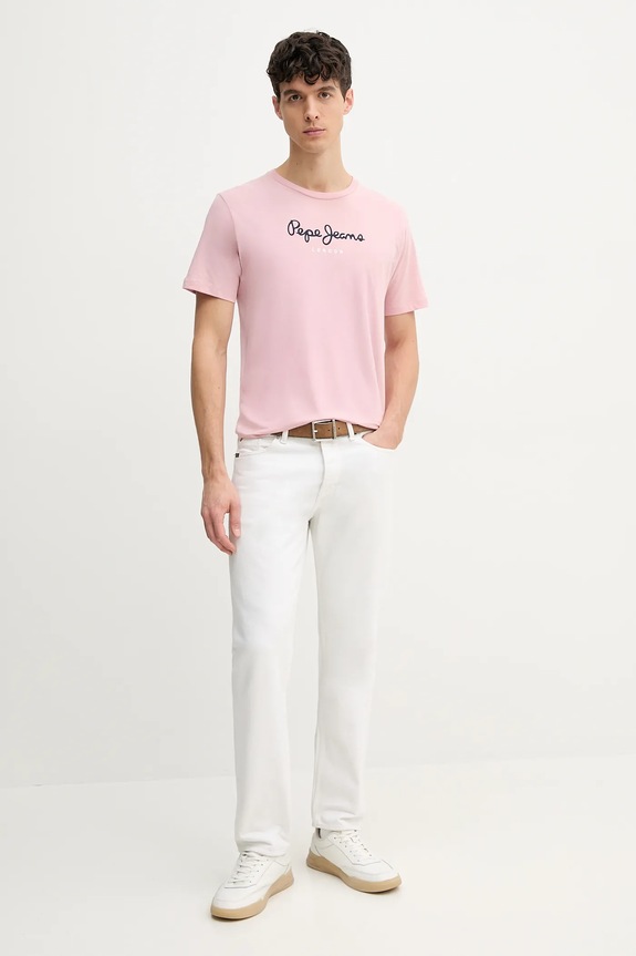 Βαμβακερό μπλουζάκι Pepe Jeans Eggo PM508208 ροζ SS25