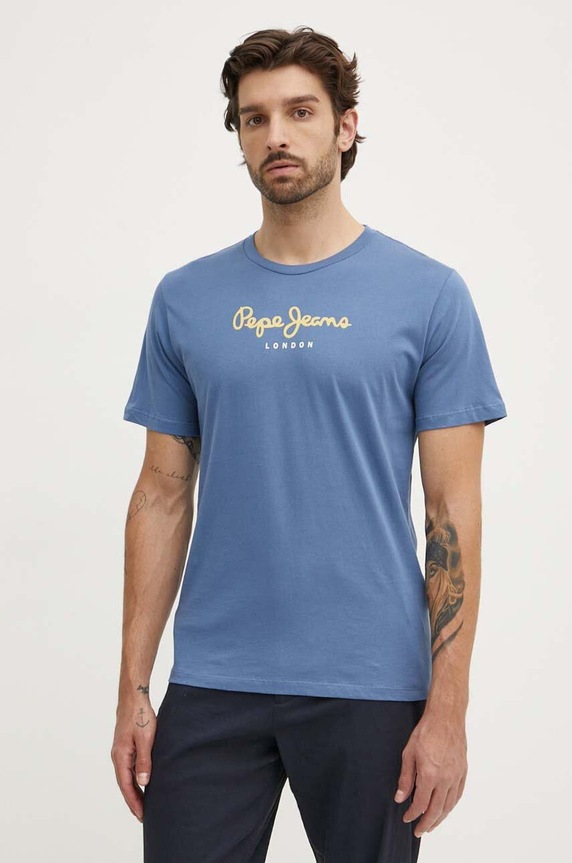 Pepe Jeans tricou din bumbac Eggo print albastru PM508208