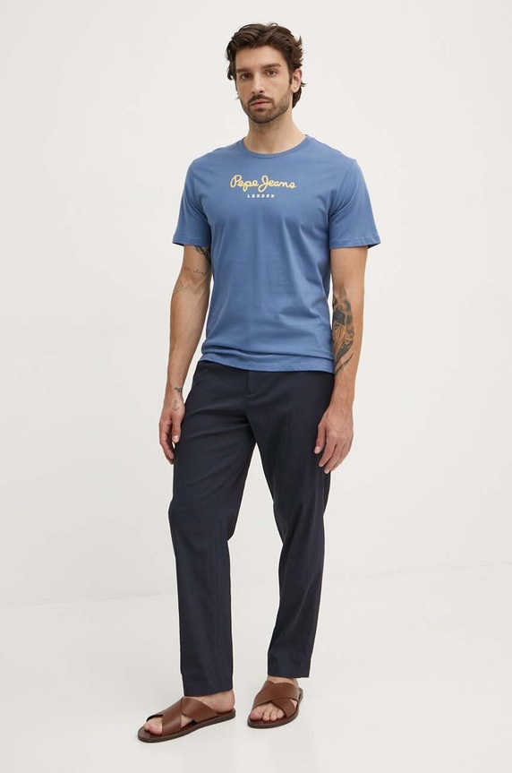Pepe Jeans tricou din bumbac Eggo PM508208 albastru SS25