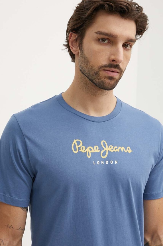Pepe Jeans tricou din bumbac Eggo albastru PM508208
