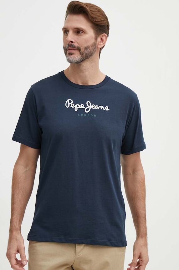 Bavlnené tričko Pepe Jeans Eggo tmavomodrá PM508208