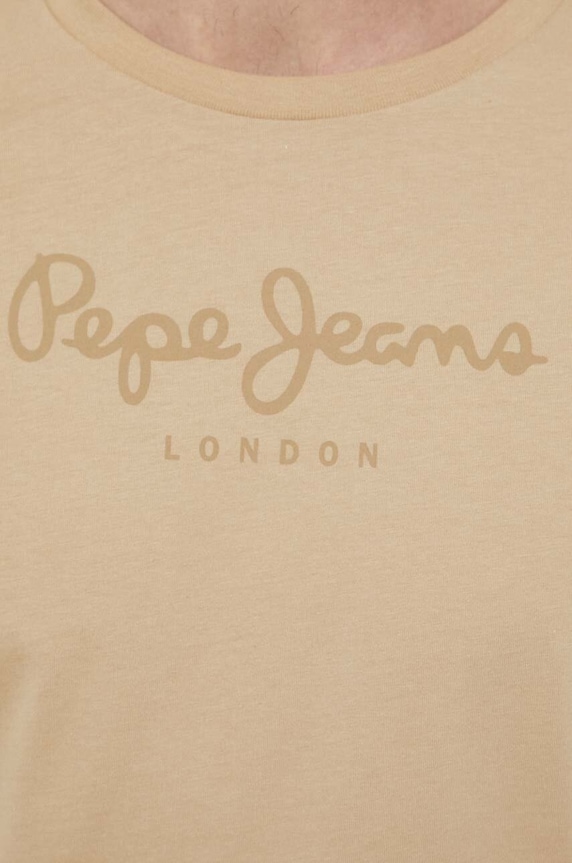 Βαμβακερό μπλουζάκι Pepe Jeans Eggo EGGO N PM508208 μπεζ