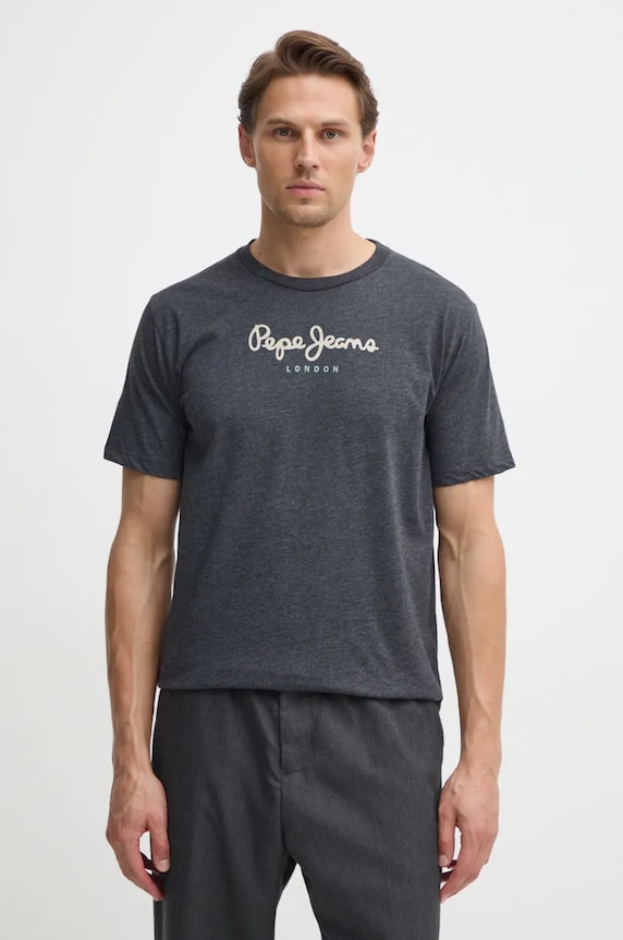 Βαμβακερό μπλουζάκι Pepe Jeans Eggo βαμβάκι γκρί PM508208