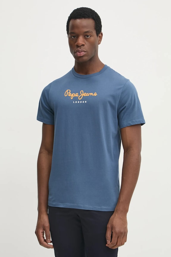 Βαμβακερό μπλουζάκι Pepe Jeans Eggo μπλε PM508208