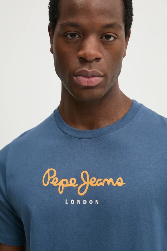 Βαμβακερό μπλουζάκι Pepe Jeans Eggo μπλε PM508208