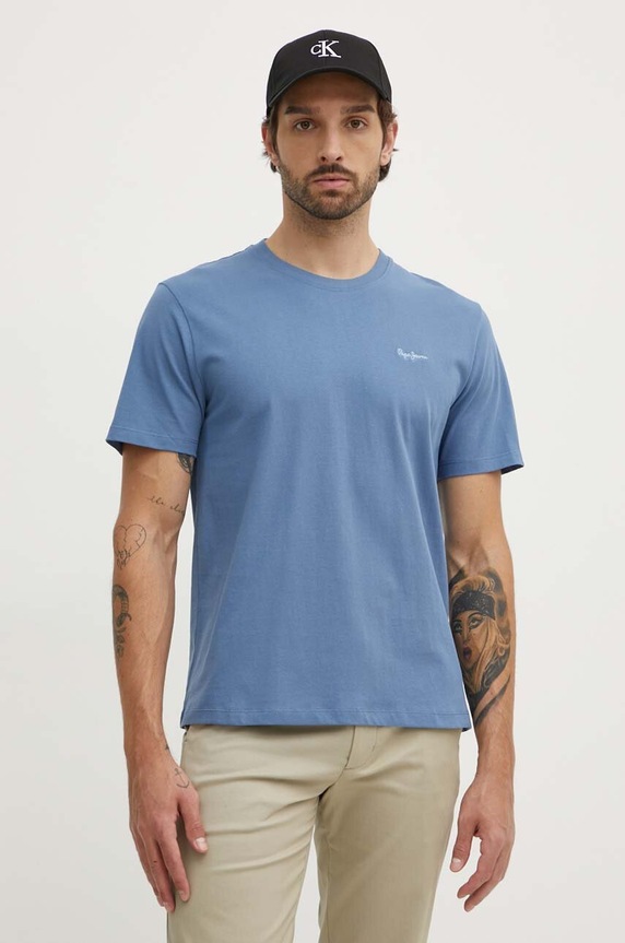 Bavlnené tričko Pepe Jeans Connor modrá PM509206