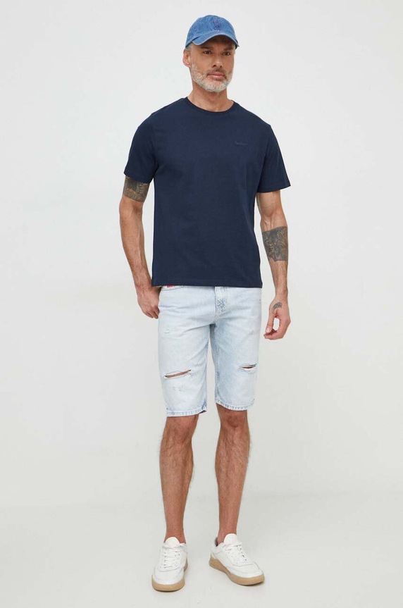 Pamučna majica Pepe Jeans Connor PM509206 mornarsko plava AW24