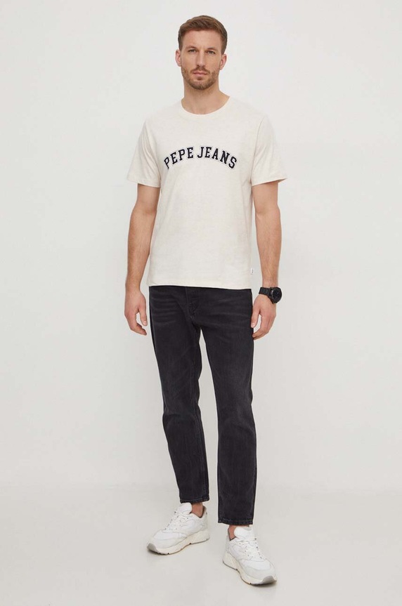 Bavlněné tričko Pepe Jeans CLEMENT PM509220 béžová SS24