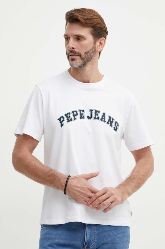 Pepe Jeans t-shirt bawełniany CLEMENT beżowy PM509220