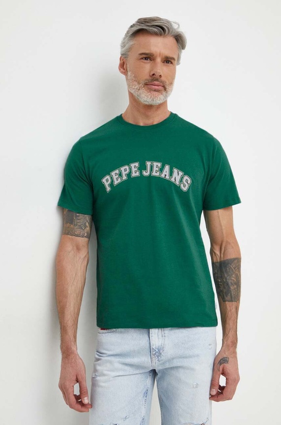 Pepe Jeans t-shirt bawełniany CLEMENT nadruk zielony PM509220