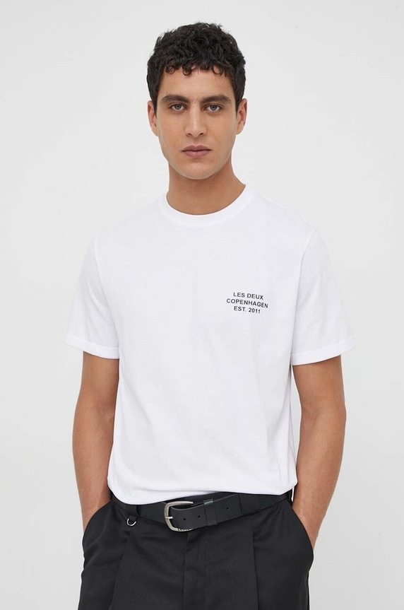 Les Deux t-shirt bawełniany biały LDM101165