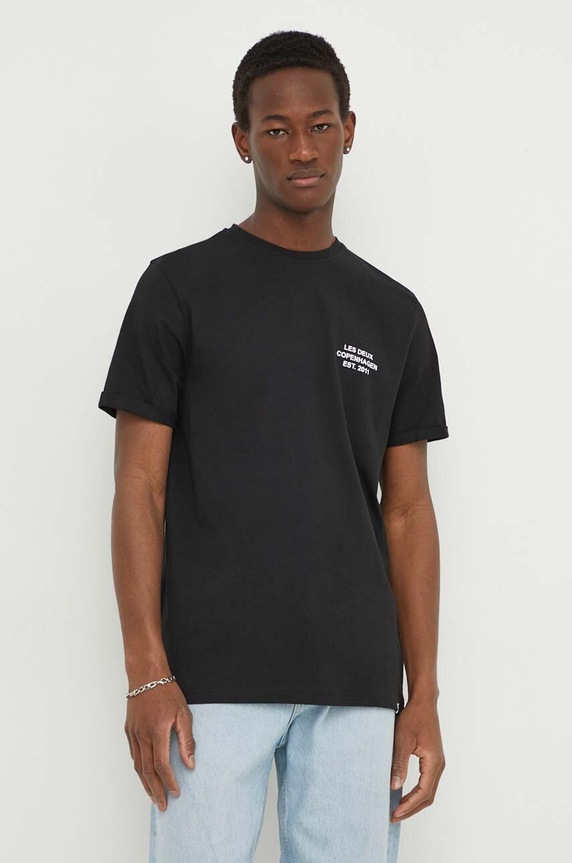 Les Deux t-shirt bawełniany czarny LDM101165