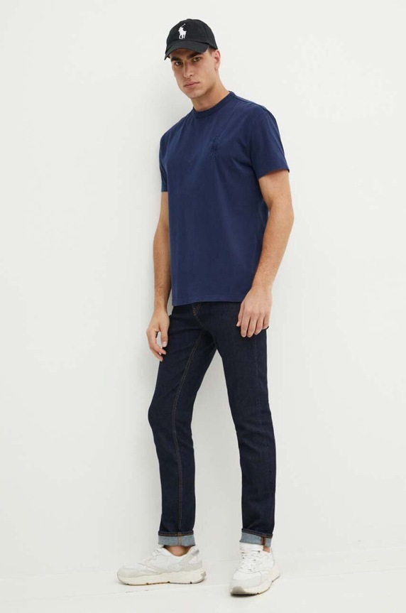 Bavlnené tričko Polo Ralph Lauren 710936509 tmavomodrá SS25