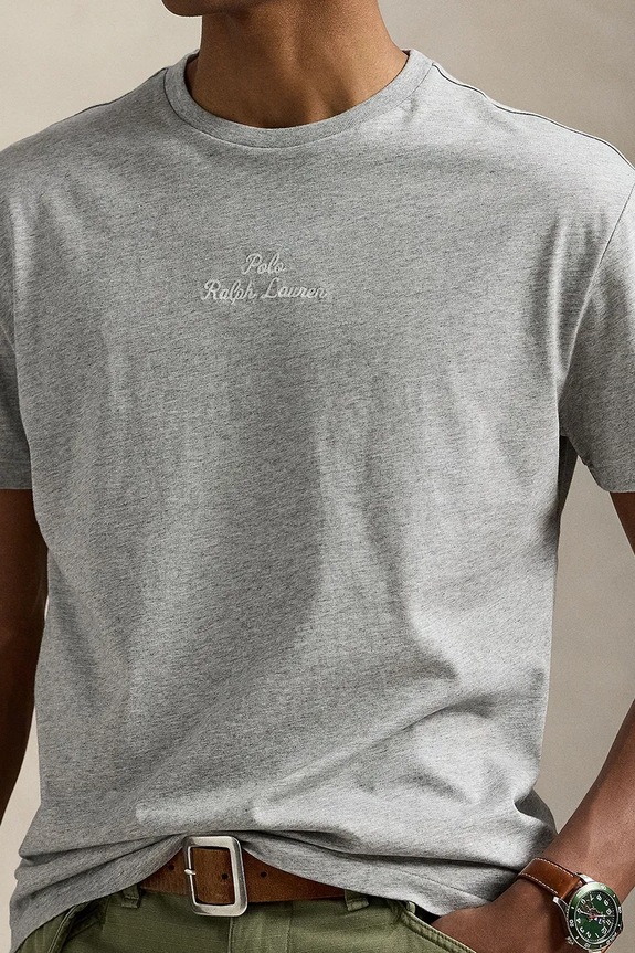 Βαμβακερό μπλουζάκι Polo Ralph Lauren γκρί 710936585