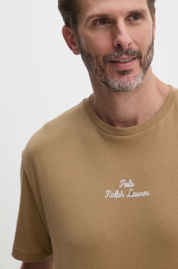 Polo Ralph Lauren t-shirt bawełniany bawełna brązowy 710936585
