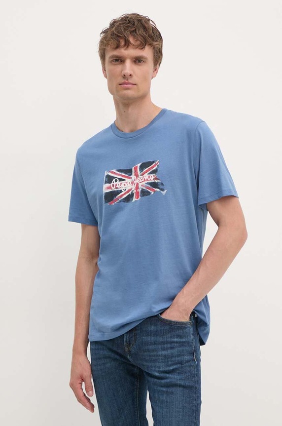 Pepe Jeans pamut póló Clag PM509384 kék AW25