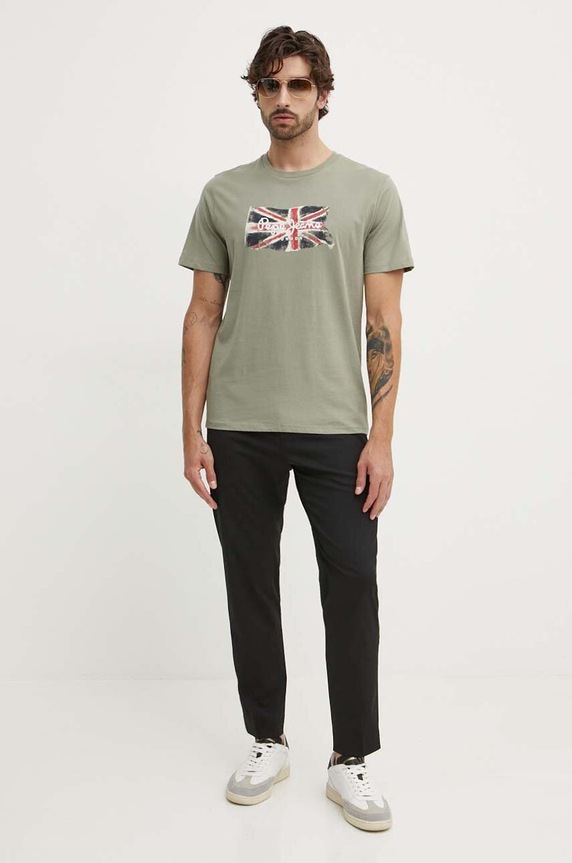 Pepe Jeans t-shirt bawełniany Clag PM509384 zielony AW25