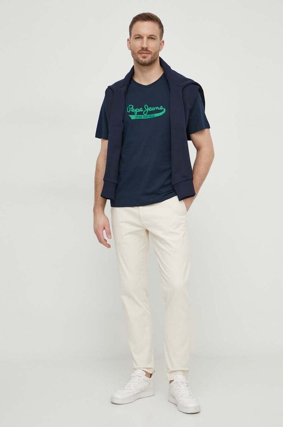 Pepe Jeans pamut póló PM509390 sötétkék SS24