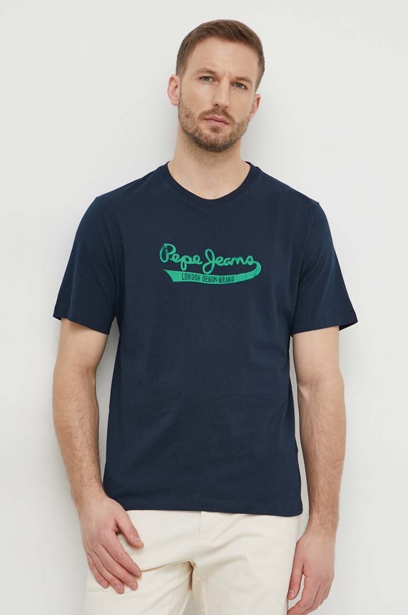 Pepe Jeans pamut póló sötétkék PM509390