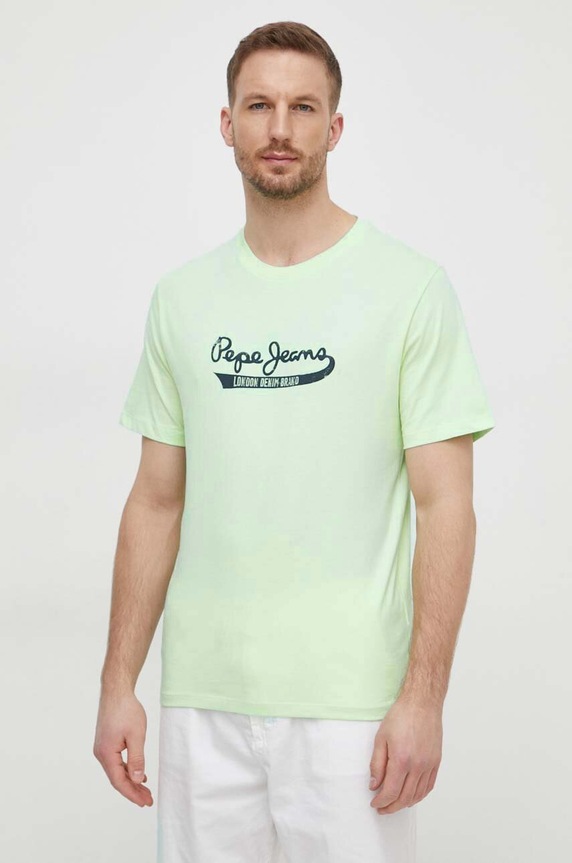 Pepe Jeans pamut póló pamut zöld PM509390