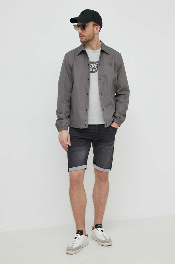 Βαμβακερό μπλουζάκι Pepe Jeans SINGLE CARDIFF SINGLE CARDIFF PM509401 γκρί SS24