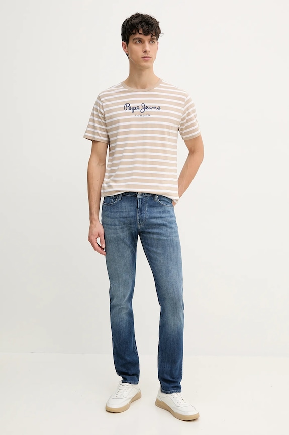 Βαμβακερό μπλουζάκι Pepe Jeans PM509407 μπεζ SS25
