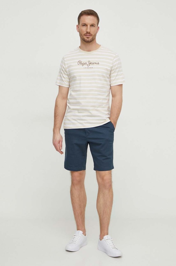 Pepe Jeans tricou din bumbac PM509407 bej SS25