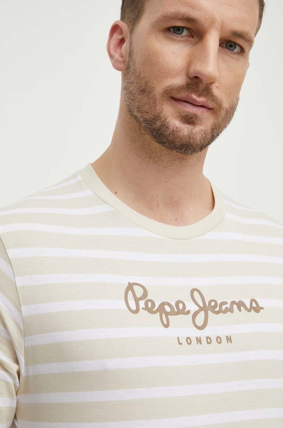 Pepe Jeans tricou din bumbac bej PM509407