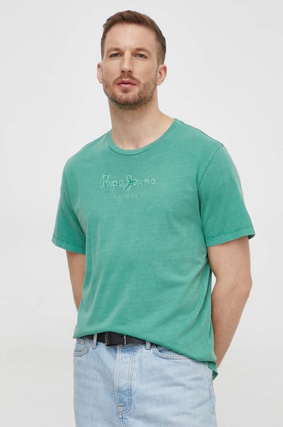 Pepe Jeans pamut póló pamut zöld PM509418