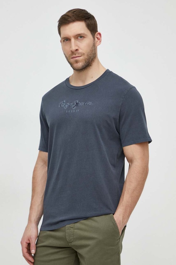 Pepe Jeans tricou din bumbac imprimeu gri PM509418