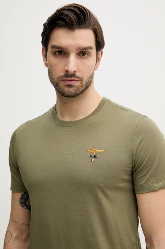 Bavlněné tričko Aeronautica Militare zelená TS1580J372
