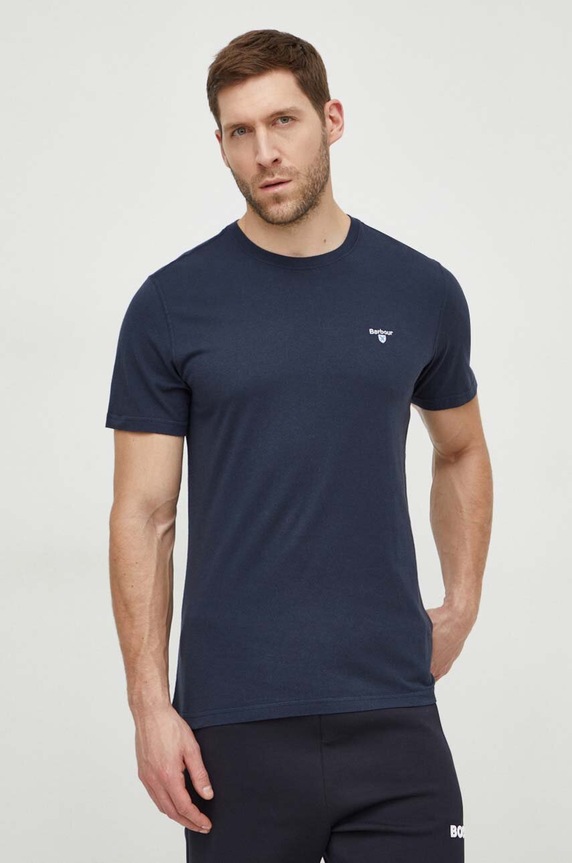 Barbour t-shirt męski bawełniany Essentials bawełna granatowy MTS0670