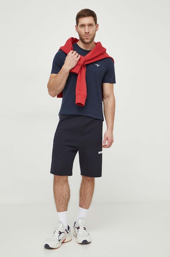 Barbour t-shirt męski bawełniany Essentials MTS0670 granatowy SS26
