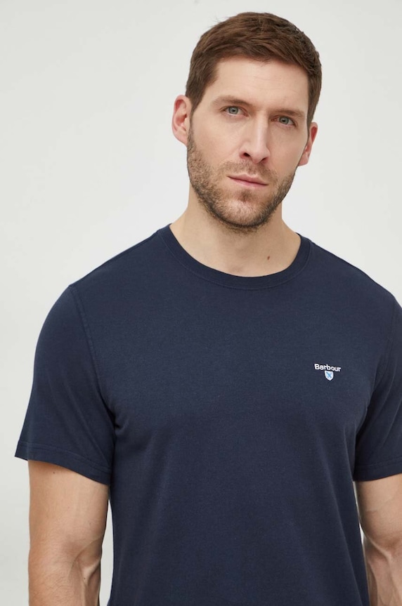 Barbour t-shirt męski bawełniany Essentials granatowy MTS0670
