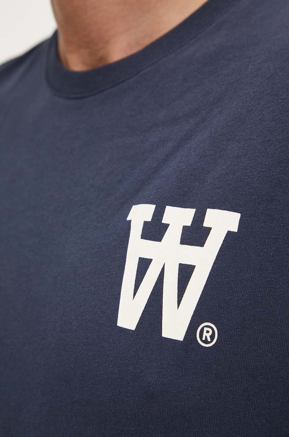 Wood Wood pamut póló Ace AA Logo 10285709.2222 sötétkék