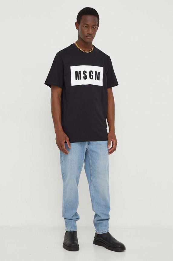 MSGM t-shirt bawełniany 2000MM520.200002 czarny SS24