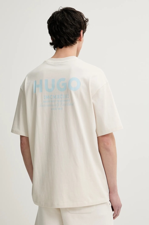 Odzież HUGO Blue T-shirt męski bawełniany 50509776 beżowy