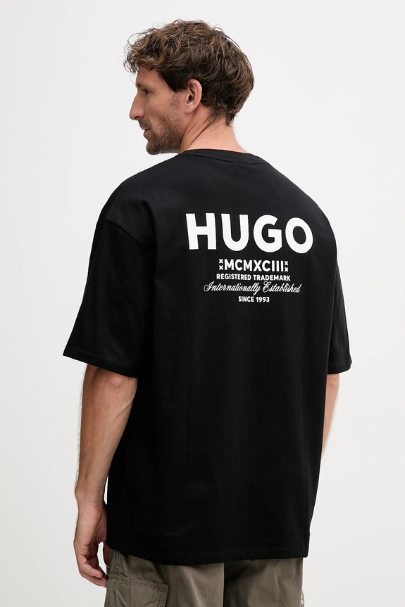 HUGO Blue tricou bărbătesc din bumbac Nalono negru 50509776