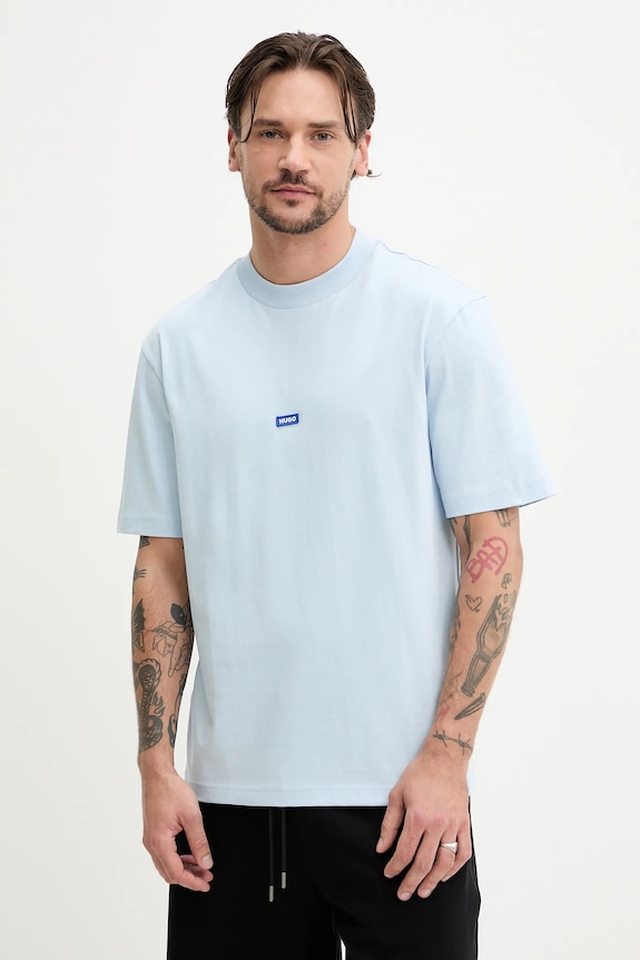 HUGO Blue T-shirt męski bawełniany Nieros bawełna niebieski 50509991