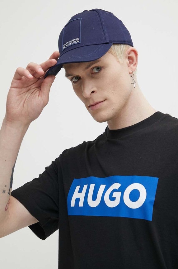 Bavlněné tričko Hugo Blue Nico černá 50522376