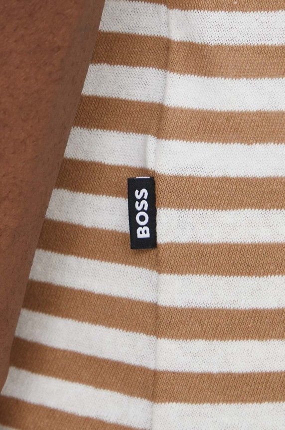 Μπλουζάκι με λινό μείγμα BOSS μπεζ 50513401