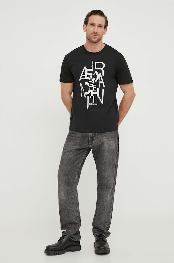 Bavlněné tričko Armani Exchange potisk černá 3DZTAA.ZJA5Z
