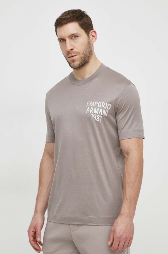 Emporio Armani t-shirt aplikációval bézs 3D1TA2.1JUVZ