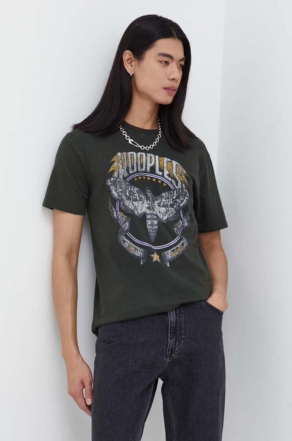 The Kooples t-shirt bawełniany nadruk zielony HTSC28004K