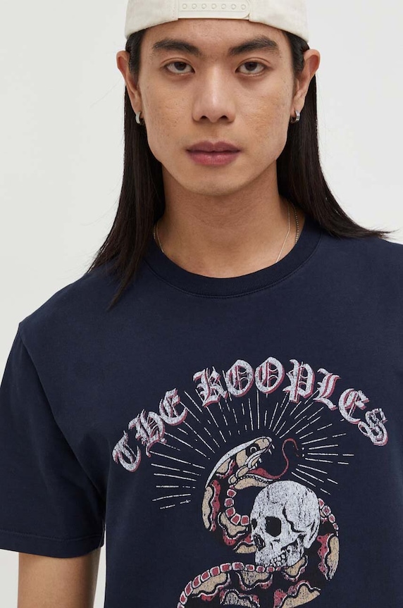 Bavlnené tričko The Kooples tmavomodrá HTSC28005K