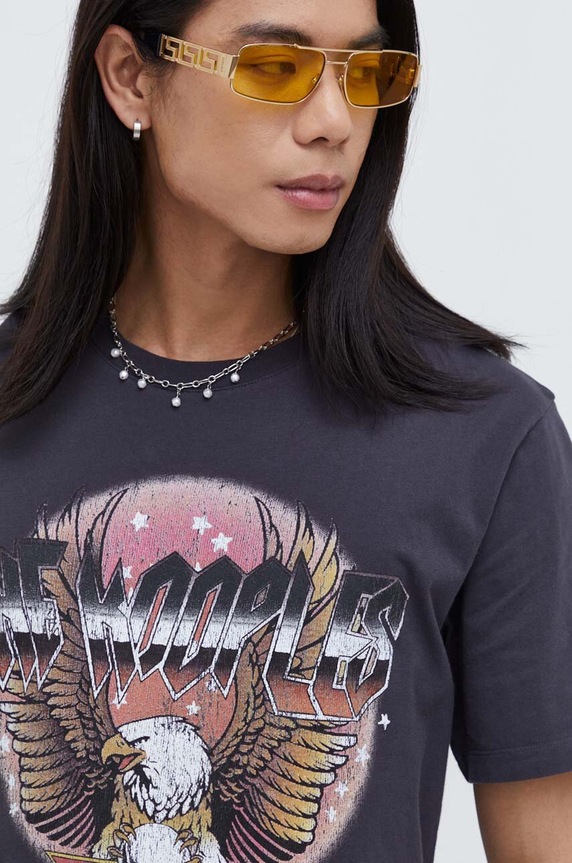 Bavlněné tričko The Kooples šedá HTSC28013K
