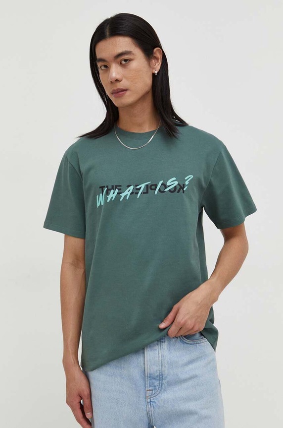 The Kooples t-shirt bawełniany nadruk zielony HTSC28015K