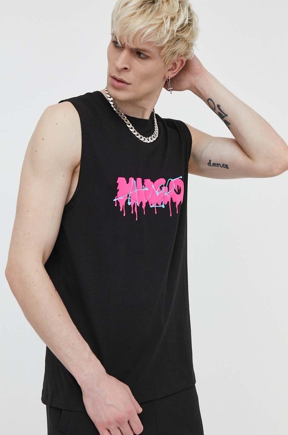 Pamučna majica HUGO Planet friendly crna 50509968